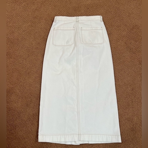 FRAME Le Bardot Midi Skirt W/ Button Front Closure Ecru Denim Size 23 Resortwear - Picture 12 of 12